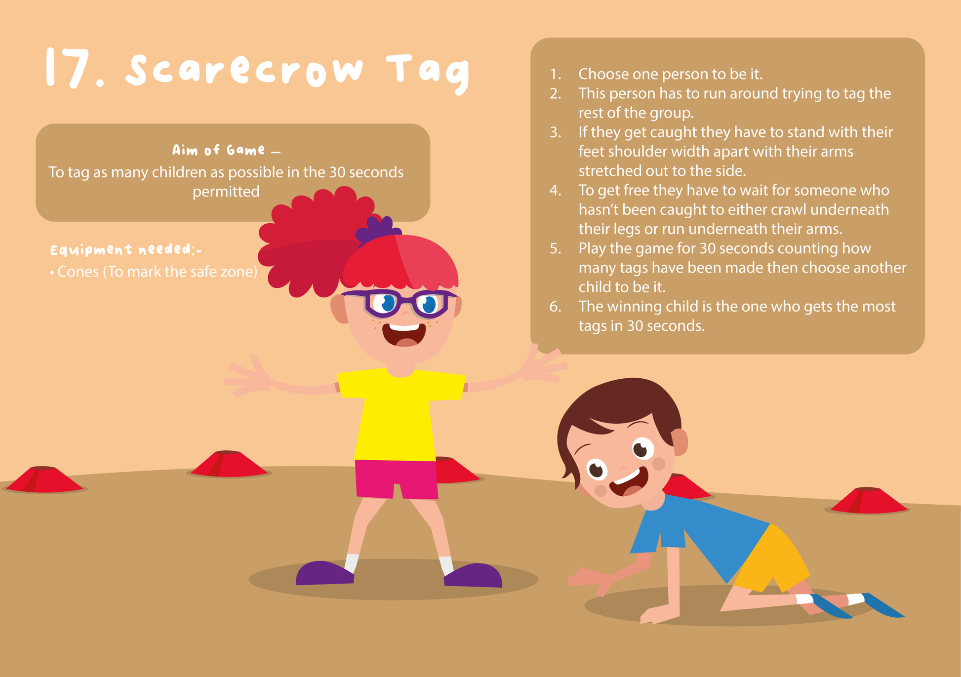 Scarecrow Tag instructions for children to be used as part of any fun and energetic PE session