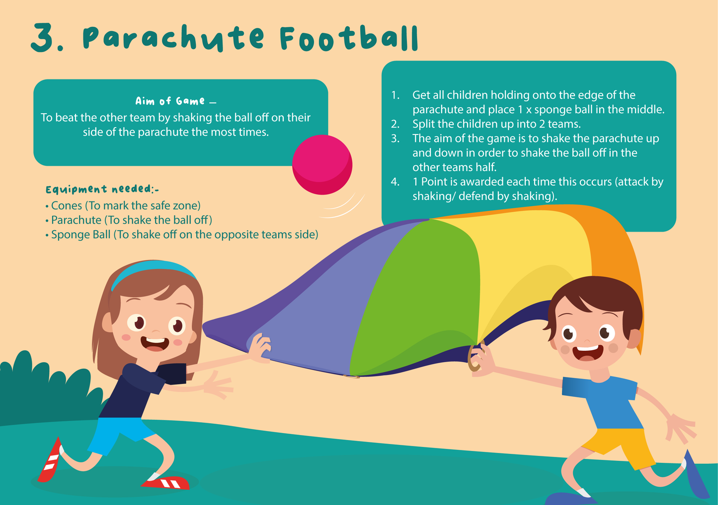 Game rules for Parachute Football in Nurseries and Primary Schools